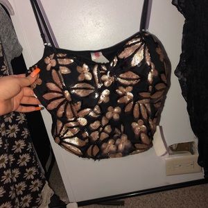 Gold sequence crop top